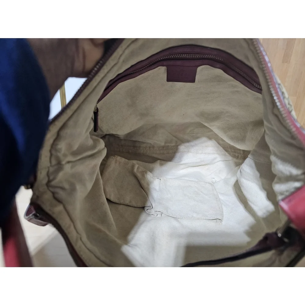 GUCCI GG Monogram Large Margaux Hobo Burgundy